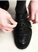 Pleated Strap Horse Lined Derby Shoes
