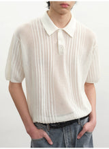 Cutout Ribbed Cotton Polo Shirts