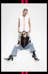 Men's Black Printed Tank Top