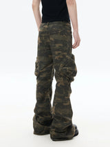 Heavy-Duty Camo Loose Flare Cargo Pants