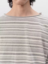 Striped Roll Cuff Drop Shoulder Top