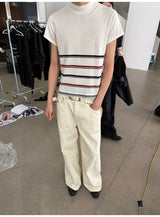Cream Washed Straight Leg Jeans