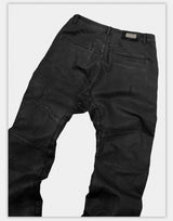 Waxed Distressed Curved Slim Jeans