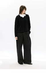 Men's Mock Shirt Collar Cable Sweater
