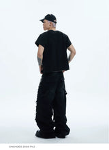 Washed Distressed Baggy Carpenter Jeans