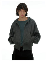 Zipper Jacquard Raglan Hoodie