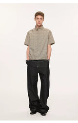 White Short Sleeve Harrington Houndstooth Shirt