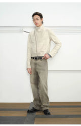 Mud-Dyed Distressed Bootcut Jeans