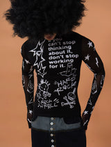 Men's Graffiti Mesh Long Sleeve Tee