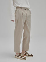 Stretchy Pleated Tapered Crop Pants