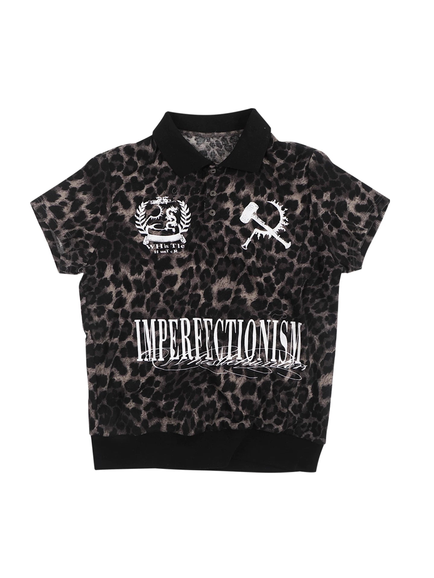 Leopard Print Stretchy Slim Fit Polo