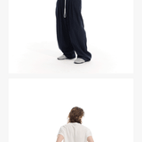 Striped Drawstring Elastic Casual Pants