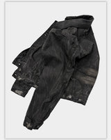 Loose Heavy Washed Distressed Denim Jacket