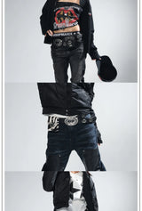 Two-Tone Leather Lip Cigarette Waist Pouch