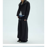Two-Tone Single-Button Split Turtleneck Down Coat