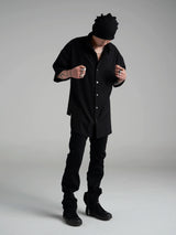 Men's Black Fitted Short Sleeve Shirt
