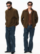 Patchwork Collar Plaid Coat