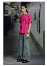 Vintage Pink Cotton Rhinestone Note Tee