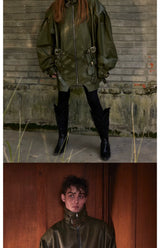 Loose Riveted Punk Leather Jacket