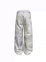 White Distressed Wide Leg Jeans
