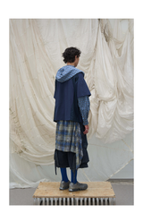 Detachable Hood Layered Plaid Shirt