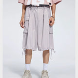 Casual Three Color Pocket Drawstring Shorts