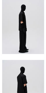 Asymmetric Slant Collar Short Sleeve Shirt