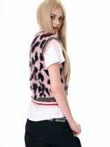 Men's Pink Leopard Print Fuzzy Vest