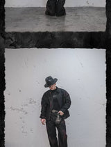 Bloodstained Raw Denim Riveted Fitted Jacket