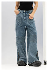 Men's Blue Black Loose Flared Jeans