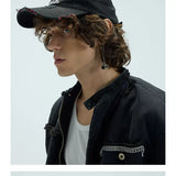 Long Brim Red Embroidered Distressed Cap
