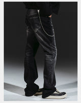 Stretchy Patchwork Crinkled Washed Flare Jeans