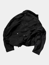 Loose Dark Curved Nylon Biker Jacket