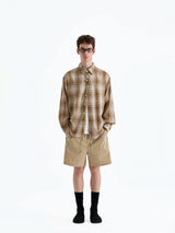 Plaid Woven Cotton Long Sleeve Shirt