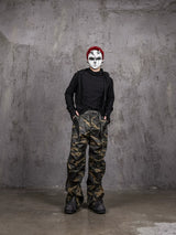 Waxed Camo Flared Jeans