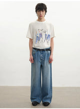 Rigid Washed Blue Straight Relaxed Jeans