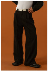 Men's Black-Grey Double Waistband Casual Pants