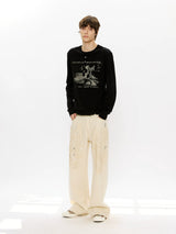 Men's Distressed Splashed Ink Straight Jeans