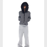 Men's Striped Fur Collar Hoodie