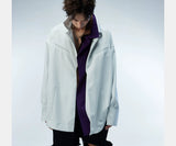 Couple's Loose Color-block Three-layer Collar Coat