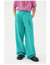 Multicolor Men's Loose Straight Cotton Pants