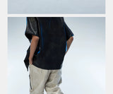 Men's Two-Tone Distressed Straight Leather Pants