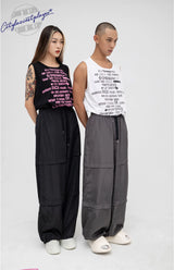 Unisex Patchwork Athletic Drawstring Waist Pants