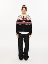 Fair Isle Color Block Cardigan