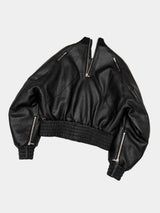 Dark Textured Curve Sleeve Bomber Jacket