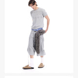 Gray Distressed Jacquard Slim Knit Tee