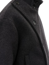Collared Buttoned Adjustable Waist Wool Jacket