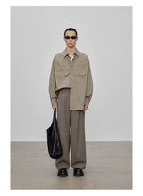Adjustable Waist Wool Blend Dress Pants