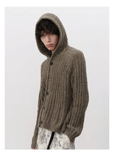 Ribbed Knit Hooded Sweater