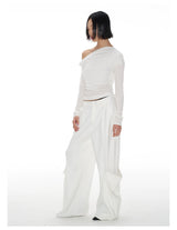 Dual Pocket Pleated Straight Flared Pants